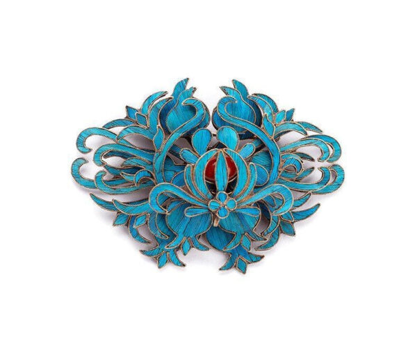 image_201 Broche met blauwe kristallen bloem