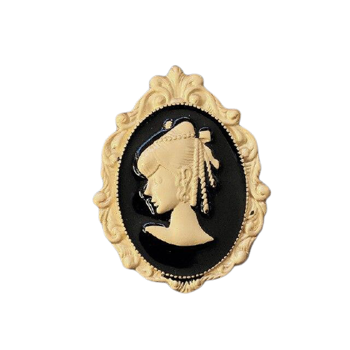 image_343 Gouden & zwarte camee broche