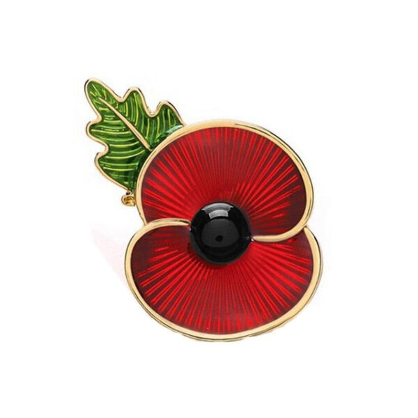 image_489 Poppy-bloem broche met blad