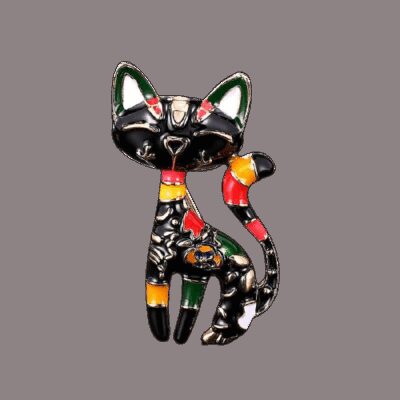 image_517 Broche zwarte kat met emaille