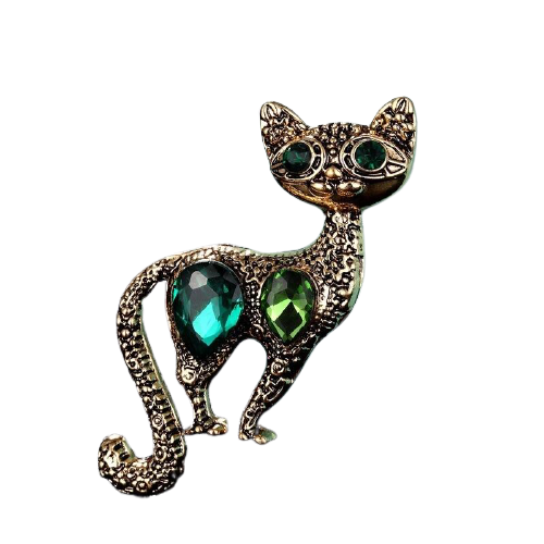 image_518 Broche met gouden kat met parels