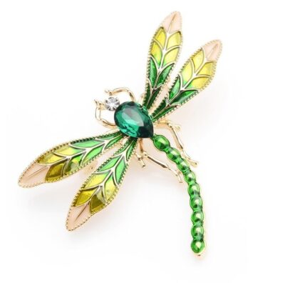image_575 Broche met groene libel en kristal