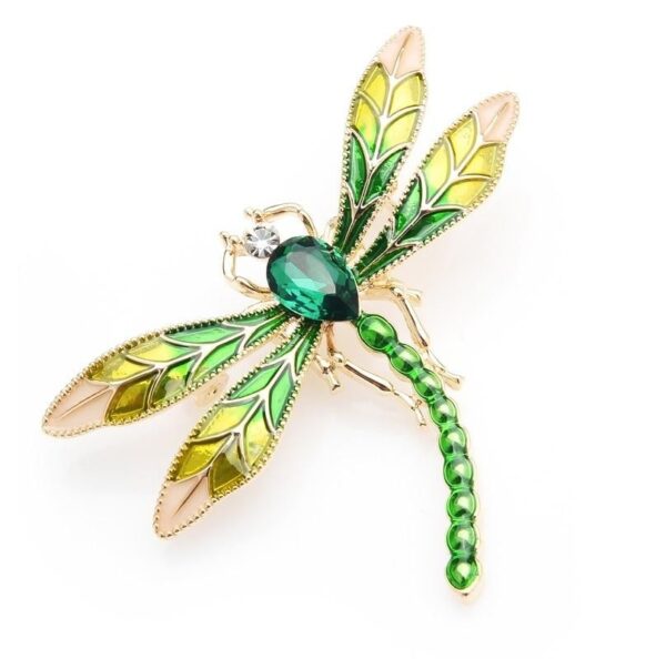 image_575 Broche met groene libel en kristal